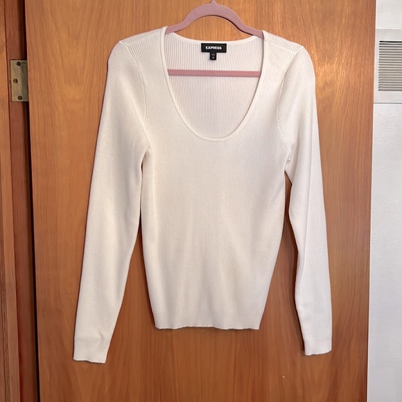 White Express Scoop-Neck Sweater - Picture 1 of 6